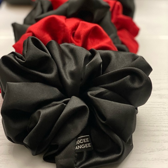 Jumbo Ebony Satin Scrunchies Handcrafted - Picture 4 of 6